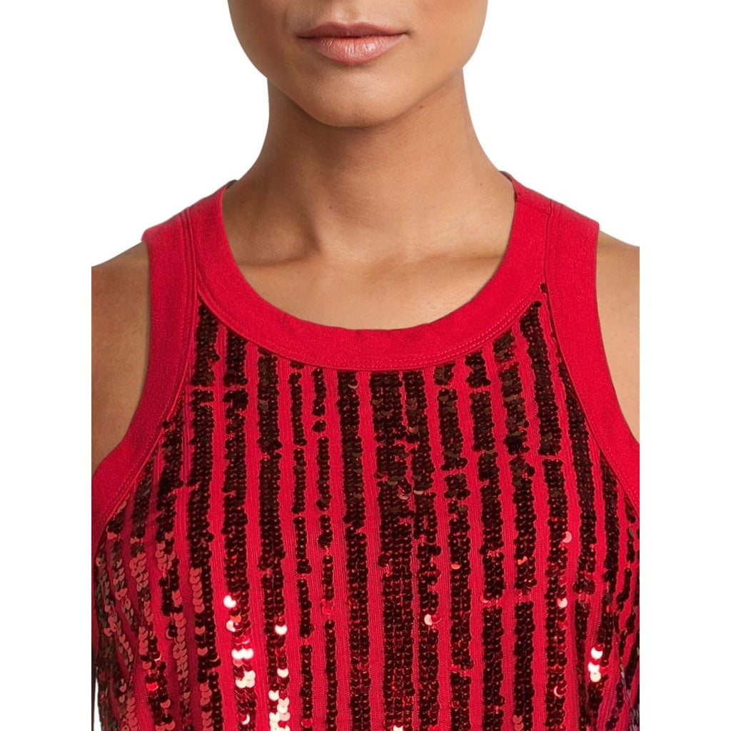 No Boundaries Brilliant Red Juniors Sequin Tank Top