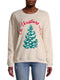 Holiday Time Women's Egret Christmas Plush Crewneck Sweatshirt