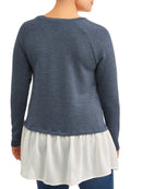 Time and Tru Denim Maternity Peplum Sweatshirt