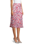 Time and Tru Women's Pink Floral Midi Crinkle Skirt