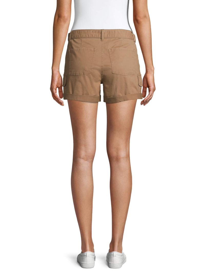 Time and Tru Women's Brown Belted Twill Shorts