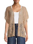 No Boundaries Taupe Juniors' Lace Kimono