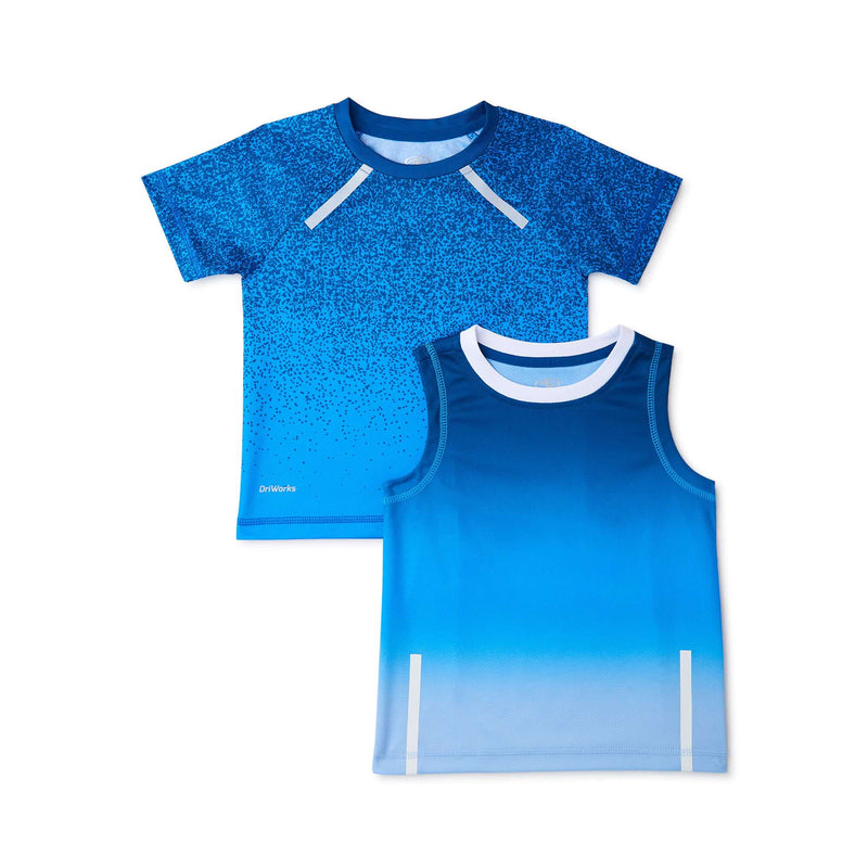 Athletic Works Baby and Toddler Boys' Blue Ocean/Cabana Swim Active T-Shirt and Tank Top