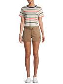 Time and Tru Women's Brown Belted Twill Shorts