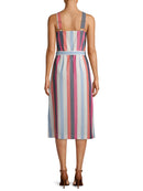 Time and Tru Multi Stripe Women's Button Dress with Belt