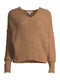 Time and Tru Toasted Brown Women's Tape Yarn Pullover Sweater