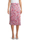 Time and Tru Women's Pink Floral Midi Crinkle Skirt