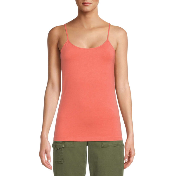 Time and Tru Women's Coral Blossom Strap Cami Tank Top