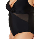 Terra and Sky Women's Plus Size Rich Black Solid Crossback One Piece Bikini