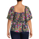 Terra & Sky Women's Plus Size Dark Navy Flutter Sleeve Top