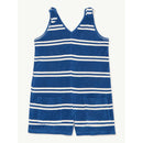 Free Assembly Girls Worn Cobalt Stripe Terry Cloth Beach Romper with Tie Shoulder