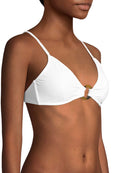 No Boundaries Juniors' Arctic White Tortoise Ring Swimsuit Top