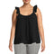 Terra & Sky Women's Plus Size Black Soot Ruffle Strap Tank Top