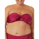 Time and Tru Women's Plus Size Dark Azalea Solid Tie Front Bikini Top