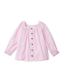 Wonder Nation Completely Pink Stripe Girls Square Neck Blouse