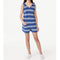 Free Assembly Girls Worn Cobalt Stripe Terry Cloth Beach Romper with Tie Shoulder