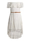 No Boundaries  Ivory Juniors' Off the Shoulder Lace Dress