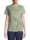 Time and Tru Terrace Green Women's Twist Front Sandwash T-Shirt