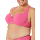 Time and Tru Women's Plus Size Shocking Pink Solid Popcorn Texture Bikini Top