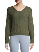 Time and Tru Green Amber Women's Tape Yarn Pullover Sweater