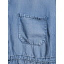 Time and Tru Maternity Medium Wash Chambray Blouse with Woven Fabric and Tie Front