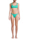 No Boundaries Juniors' Textured Mint Jade Swimsuit Bikini Top