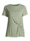 Time and Tru Terrace Green Women's Twist Front Sandwash T-Shirt
