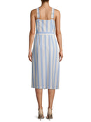 Time and Tru Blue Stripe Women's Button Dress with Belt