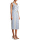 Time and Tru Blue Stripe Women's Button Dress with Belt