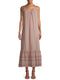 Time and Tru Brown Stripe Women's Tiered Woven Maxi Dress