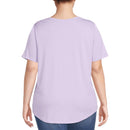 Terra & Sky Women's Plus Size Lavender Sky V-Neck T-Shirt with Short Sleeves