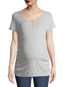 Time and Tru Grey Maternity Short Sleeve Henley