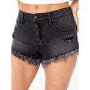 Celebrity Pink Juniors' and Women's Black Wash Exposed Button Jean Shorts