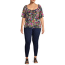 Terra & Sky Women's Plus Size Dark Navy Flutter Sleeve Top