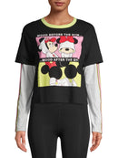 Mickey and Minnie Black Soot Junior’s Before & After Gym Graphic T-Shirt