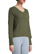 Time and Tru Green Amber Women's Tape Yarn Pullover Sweater