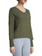 Time and Tru Green Amber Women's Tape Yarn Pullover Sweater