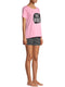 Way to Celebrate Pink Truffle/Black Soot Women's Short Sleeve Top and Shorts Sleep Set