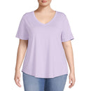 Terra & Sky Women's Plus Size Lavender Sky V-Neck T-Shirt with Short Sleeves