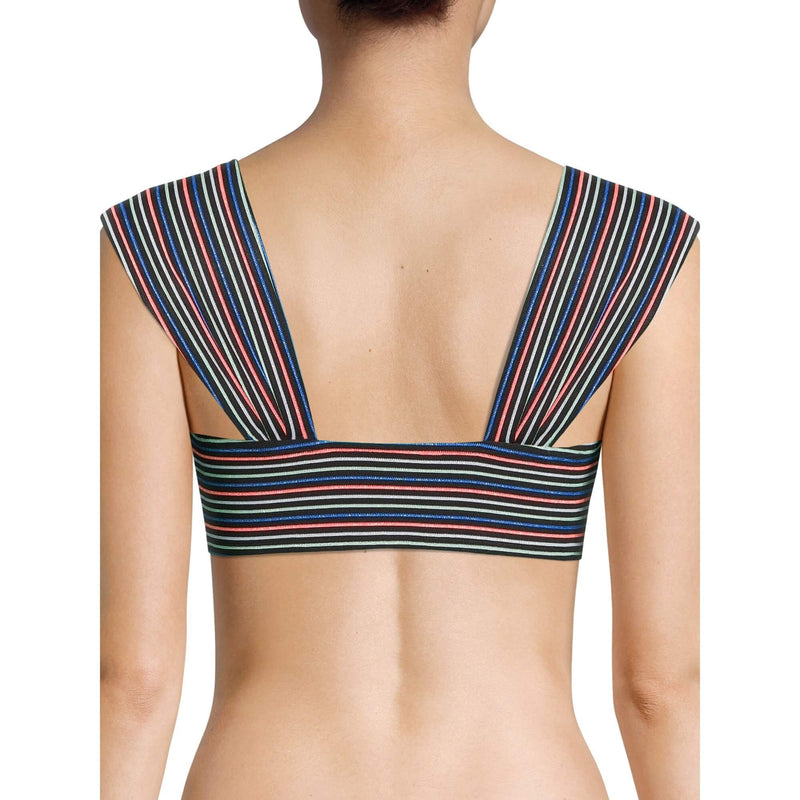 No Boundaries Juniors' Multicolor Lurex Rib Knit Bikini Top