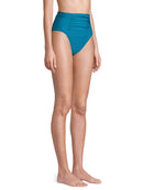 Time and Tru Women's Odes Sea Solid Rouched Highwaist Swimsuit Bottom