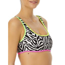 No Boundaries Juniors' Zebra Swirl Tricot Multi Color Print Bikini Top