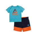 Reebok Baby Boy Maui Blue Short Sleeve T-Shirt and Shorts, 2-Piece Outfit