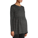 Time and Tru Marled Charcoal Heather Maternity Blouse with Peplum Details