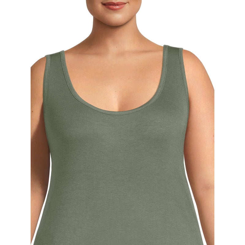 Terra & Sky Women's Plus Size Green Midnight Layering Tank Top