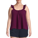 Terra & Sky Women's Plus Size Purple Oxford Ruffle Strap Tank Top