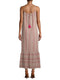 Time and Tru Brown Stripe Women's Tiered Woven Maxi Dress