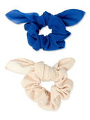 Time and Tru Tan/Blue Ivory Tropical Scrunchie, 2-Pack Set