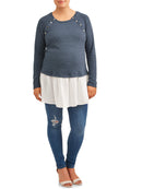 Time and Tru Denim Maternity Peplum Sweatshirt