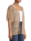 No Boundaries Taupe Juniors' Lace Kimono